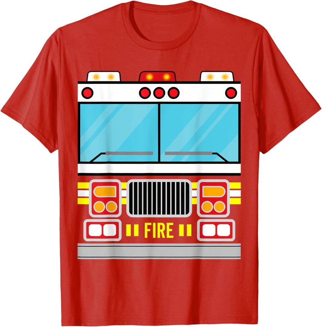 Fire Truck Costume Simple Easy Halloween Group Costume T-Shirt