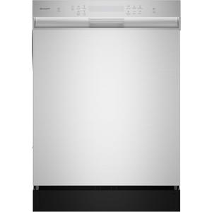 Sharp SDW6504MS Stainless Steel Dishwasher, 24-inch Pocket Handle, 52 dB, Hybrid Tub, 12 Place Settings, 5 Cycles, Heated Dry