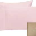 BIOWEAVES 100% Organic Cotton Pillow Cases 300 Thread Count Soft Sateen Weave GOTS Certified  Standard/Queen Size, Set of 2, Blush Pink