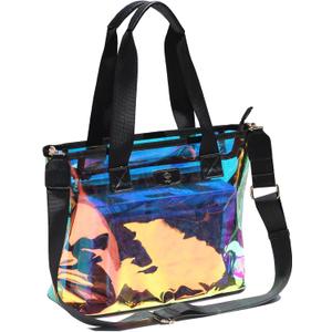 ESVAN Iridescent Soap Bubble Clear Tote Bag  Stadium Approved with Bag-in-Bag Shoulder Design for Concerts, Beaches, Events