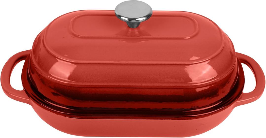 Premium Enameled Cast Iron Dutch Oven for Bread Baking | Non-Stick 2QT Oval Bread Oven with Lid | Perfect for Sourdough, Loaf, and Artisan Baking (Oval Red, 5 QT) Premium Enameled Cast Iron Dutch Oven for Bread Baking | Non-Stick 2QT Oval Bread Oven with Lid | Perfect for Sourdough, Loaf, and Artisan Baking (Oval Red, 5 QT)