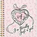 Pink Personalized Notebook Journal for Teen Girls Women, Initial Monog