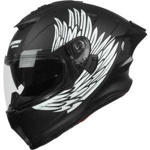 Crown Racing Compact Motorcycle Helmets, Full Face Motorcycle Street Bike Helmet, DOT Approved Model-LW600 Wing, Size-XL 