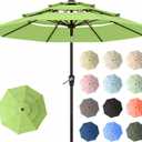 10ft Patio Umbrella, 3 Tier Outdoor Market Table Umbrellas with 8 Fiberglass Ribs and Push Button Tilt, Windproof, Vented Canopy, UV Protection for Deck, Pool, Backyard