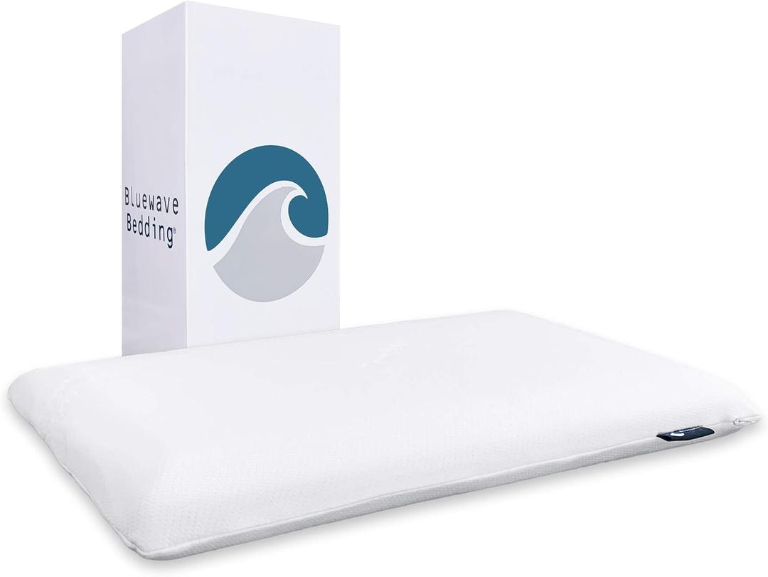 Bluewave Bedding Ultra Slim Gel Memory Foam Pillow for Stomach and Back Sleepers - Thin, Flat Design for Cervical Neck Alignment and Deeper Sleep (2.75-Inches Height, Standard Size) White