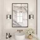 LOAAO 24"X36" Black Rectangle Bathroom Mirror Wall, Matte Black Aluminum Alloy Frame, Hangs Vertically or Horizontally, Easy to Install