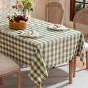 Spring Gingham Tablecloth Rectangle Table Cotton Linen Fabric Picnic Checkered Table Cloth Farmhouse Washable Wrinkle Free Buffalo Plaid Table Cover for Outdoor Birthday Party, Green, 60x75