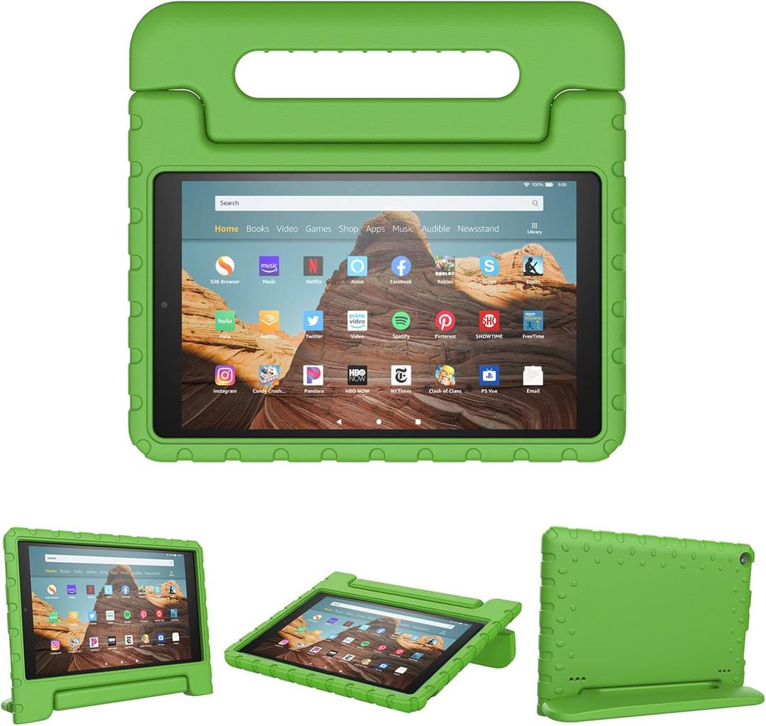 Kids Case for Fire HD 10 Tablet (9th/7th/5th Generation,2019/2017/2015 Release), Kickstand Lightweight Shockproof Protective Foam Cover for Fire HD 10 Case 10.1 Inch with Carry, Green