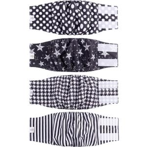 CuteBone Dog Diapers Male 4 Pack Puppy Wraps Reusable Doggie Belly Bands for Male Dogs Small Medium Large FGG01M
