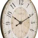 24" H * 18" W Large Oval Wall Clock, Vintage French Decorative Wall Clock with Arabic Numerals, Rustic Farmhouse Antique Wall Clock for Living Room Bedroom Kitchen Home Decor