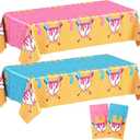 Gilprop 2 Pcs Baseball Ice Cream Drip Birthday Party Decorations Plastic Cute Birthday Tablecloth 108 x 54 Inches Disposable Rectangle Tablecover for Boys Girls Kids Baby Shower Party Supplies