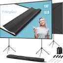 Outdoor Projector Screen with Stand 150 inch 16:9, Portable Projector Screen, 1.5 High Gain Fiberglass, Sturdy Backing, Wind-Resistant Movie Screen, Tripod/Wall Mounted, for Home Cinema/Backyard Party