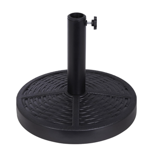 Outsunny 21 lbs. Market Umbrella Base Holder 18" Heavy Duty Round Parasol Stand with Rattan Design for Patio, Black