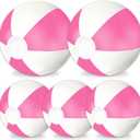 Whaline 5Pcs Inflatable Beach Ball 24 & 16 Inch Round Pool PVC Balls Cute Game Toys (Pink)