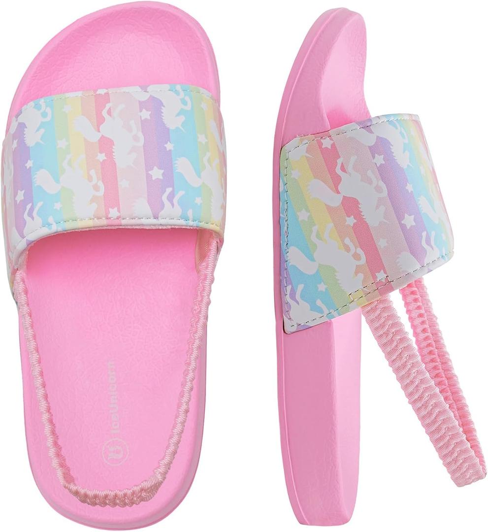 IceUnicorn Kids Girls Slide Sandals Toddler Slippers Boys Non-slip Summer Casual Beach Water Shoes for Indoor & Outdoor (Pink)