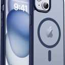 Magnetic for iPhone 15 Case & iPhone 14 Case, [Compatible with MagSafe] [10 FT Military Grade Drop Protection] Slim Translucent Matte Shockproof Anti-Scratch Phone Cover, Navy Blue