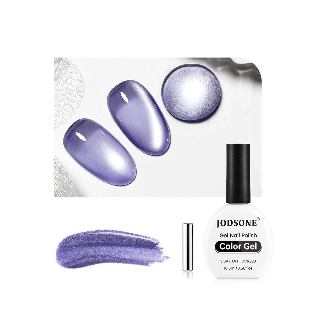 2 x JODSONE 16.5ml Cat Eye Gel Nail Polish Glitter Light Gray Magnetic Reflective Translucent Need U V Curing