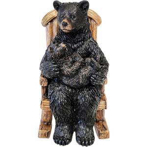 De Leon Collections Wildlife Home Dcor Statue, Nature Tabletop Figurine, 5 Inch Polyresin, Black Bear with Cub On Rocker