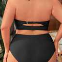 Tempt Me Women Plus Size Bikini High Waisted Swimsuits Mesh Tummy Control Two Piece Bathing Suit (Black)