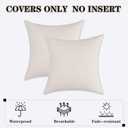 Kevin Textile Pack of 2 Outdoor Waterproof Throw Pillow Covers Decorative Farmhouse Checkered Square Solid Cushion Cases for Patio Garden Porch Sofa Light Beige 18x18 inch