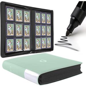 Toploader Binder, Holds 288 Top Loaders - 9-Pocket Top Loader Binder for 3" x 4" Rigid Card Holders for Trading Cards or Sports Cards, Model A - Asakusa Green