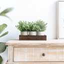 Dahey 3 Pack Mini Potted Artificial Eucalyptus Fake Plants with Wood Tray Centerpiece Table Decorations, Farmhouse Pulp Flower Pots Greenery Home Decor for Coffee Table Dining Room Office Kitchen