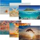 6 Pcs Palm Tree Beach Table Mats,Starfish Ocean Placemats Waterproof Washable, Kitchen Table Decoration Placemats Modern Holiday Kitchen Table Decoration(12"x18"Linen)