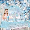Winter Wonderland Birthday Decorations,288pcs Winter Wonderland Birthday Decorations Set include Gitter Snowflake Backdrop,Silver White Glittery Banners,Confetti Balloons for Winter Birthday Party