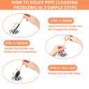 3 x 32 Inch Snake Hair Drain Clog Remover, Anti-Break Metal with Nylon Coating Drain Hair Removal Tool, Long Flexible Augers Cleaning Tools for Shower, Kitchen Bathtub, Bathroom, Toilet