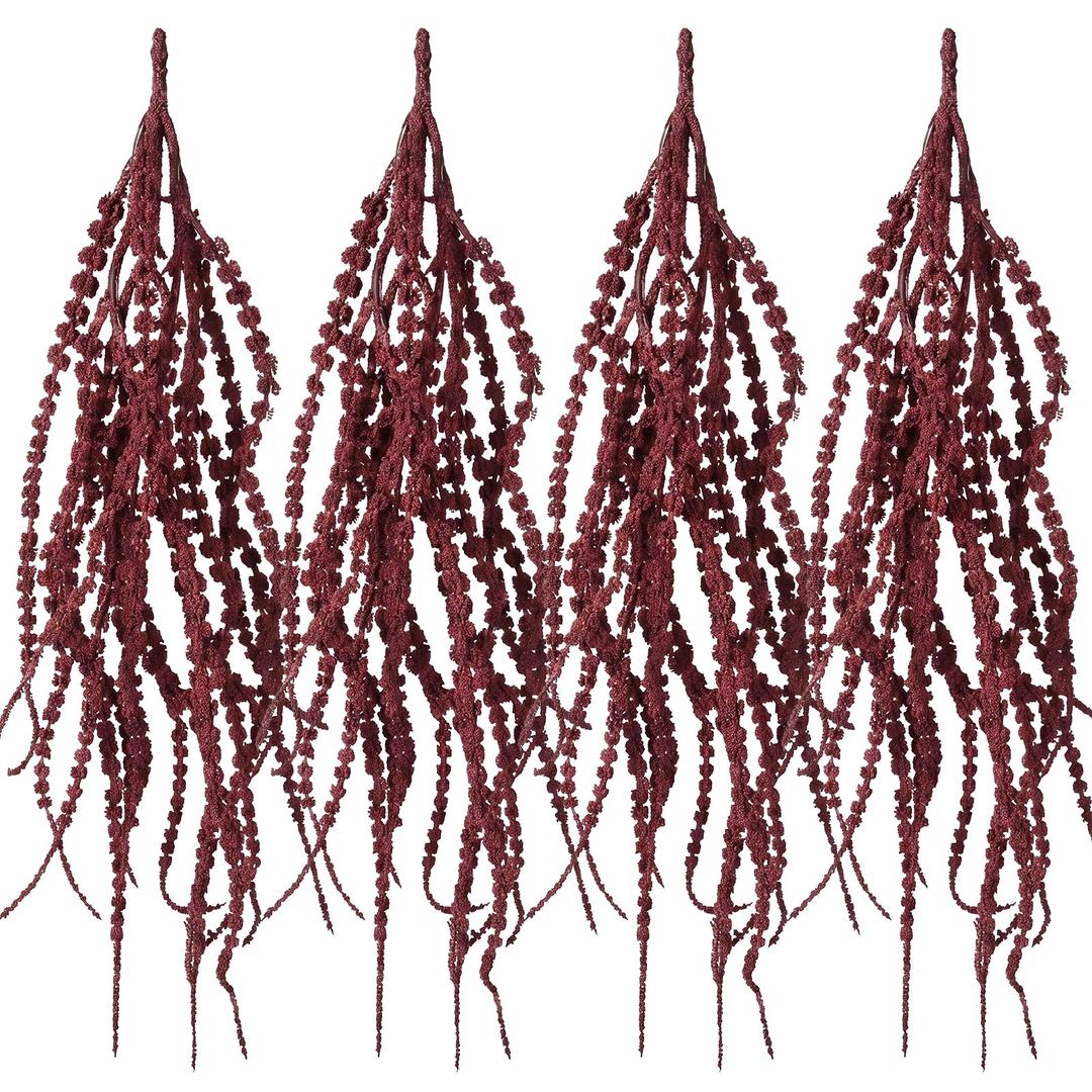 Suncalla 20 Pcs Burgundy 4 Pcs 35" Amaranthus Artificial Flowers