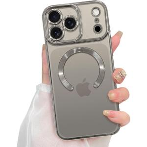 ZIYE Magnetic Case Made for iPhone 17 Pro, 6.3 Inch [Compatible with MagSafe] Soft TPU Slim Phone Cover Anti-Scratch Drop Protection Clear Phone Case for Women Men, Natural Titanium