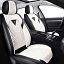 Fit for Jeep Wrangler Seat Covers 2000-2026, Nappa Leather, 360° Full Protection, Thick Padding & Memory Foam, Waterproof & Stain-Resistant Car Seat Cover (Standard 2 Seats,Cream White)