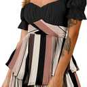 Fixmatti Women's Color Block Romper Off The Shoulder Short Sleeve Ruffle Jumpsuits Playsuit. Size XL.