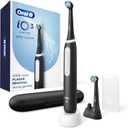 Oral-B Rechargeable Electric Toothbrush, iO3 Limited Deep Clean, 3 Cleaning Modes, Visual Pressure Sensor to Protect Gums, 2 Brush Heads, Travel Case, Black