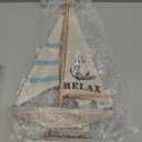 CoTa Global Aquarius Sailboat Decor - Large Handmade Wooden Boat Decor Cute Beach Style Model Sail Boat Decorations, Nautical Themed Table Top Decor