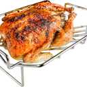 Stainless Steel V Rack for Roasting Turkey, Poultry Roaster Rack for Grilling and BBQ – Multi-Use Rib Rack for Green Egg – Easy to Clean, Non-Toxic, Dishwasher Safe, 13.7 × 10 × 4.7 Inch