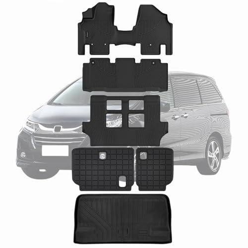 Floor Mats & Trunk Mats for 2011-2017 Honda Odyssey, TPE All Weather Protection 3 Rows Car Floor Liners with Cargo Liners Covering The backrest Accessories