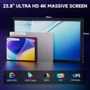 23.8" 4K Portable Monitor, UHD 3840x2160 IPS 400nits 100% sRGB Calibrated Color Gaming Monitor, USB-C HDMI Laptop Screen Extender with Speakers for Desktop, MacBook, PS5, Xbox, Switch