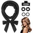 70" Heatless Curls Overnight Hair Curler - Hair Curlers Roller to Sleep In for Women Long Medium Volume, Overnight No Heat Curls Soft Curlers, Satin Heatless Curl Curling Set - 6 PCS, Black