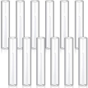 Treela 6 Pcs 2.5" W x 14" H Hurricane Candle Holder Sleeve Bottomless Glass Cylinder Candleholder Tall Candle Glass Cover Clear Open Ended Shade Chimney Tube Cover for Pillar Taper Lamp
