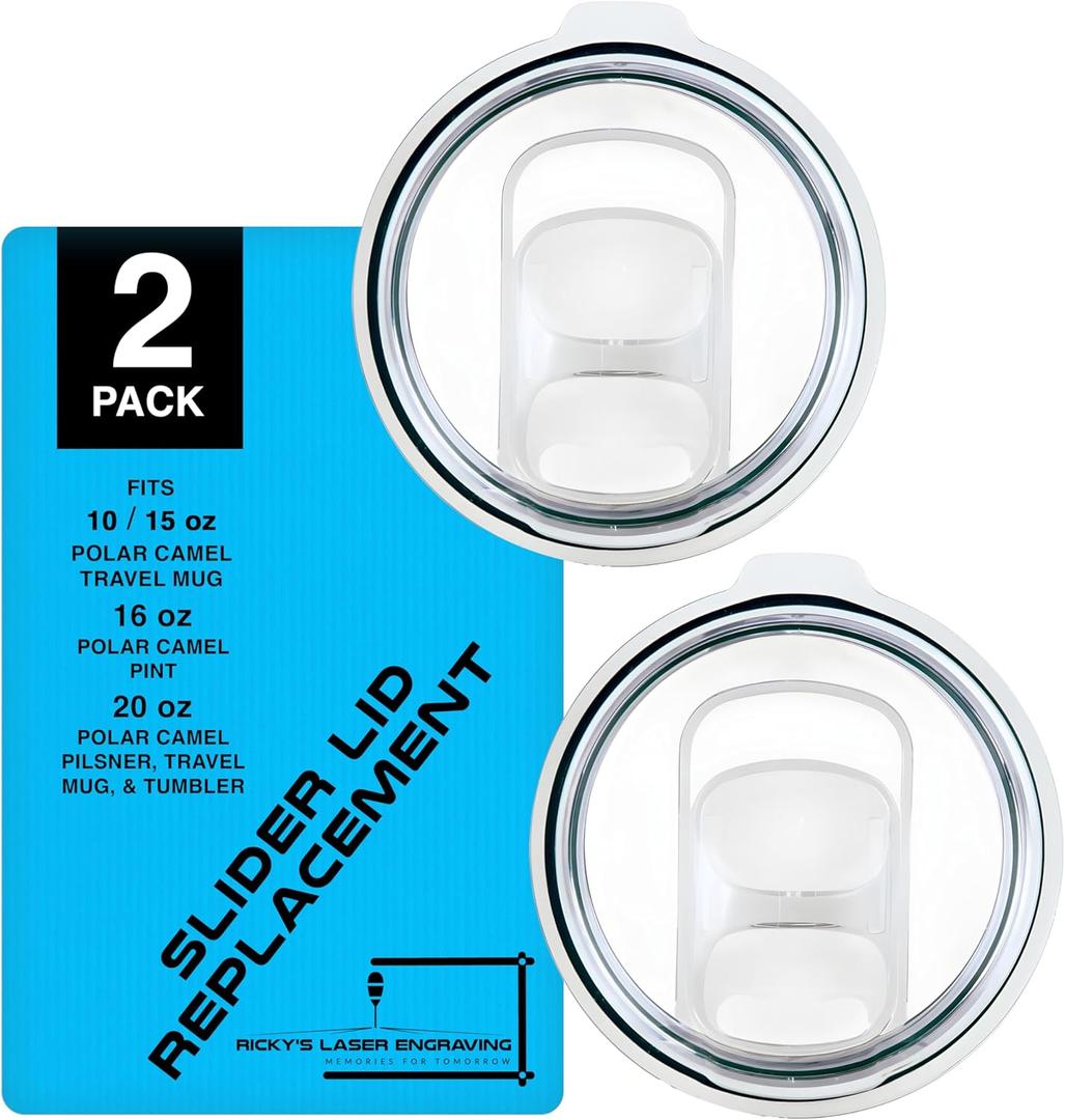 Polar Camel Tumbler Lid Replacement (2-Pack) - Slider Lid, Fits 10 oz, 15 oz, 16 oz, 20 oz Tumblers and Travel Mugs