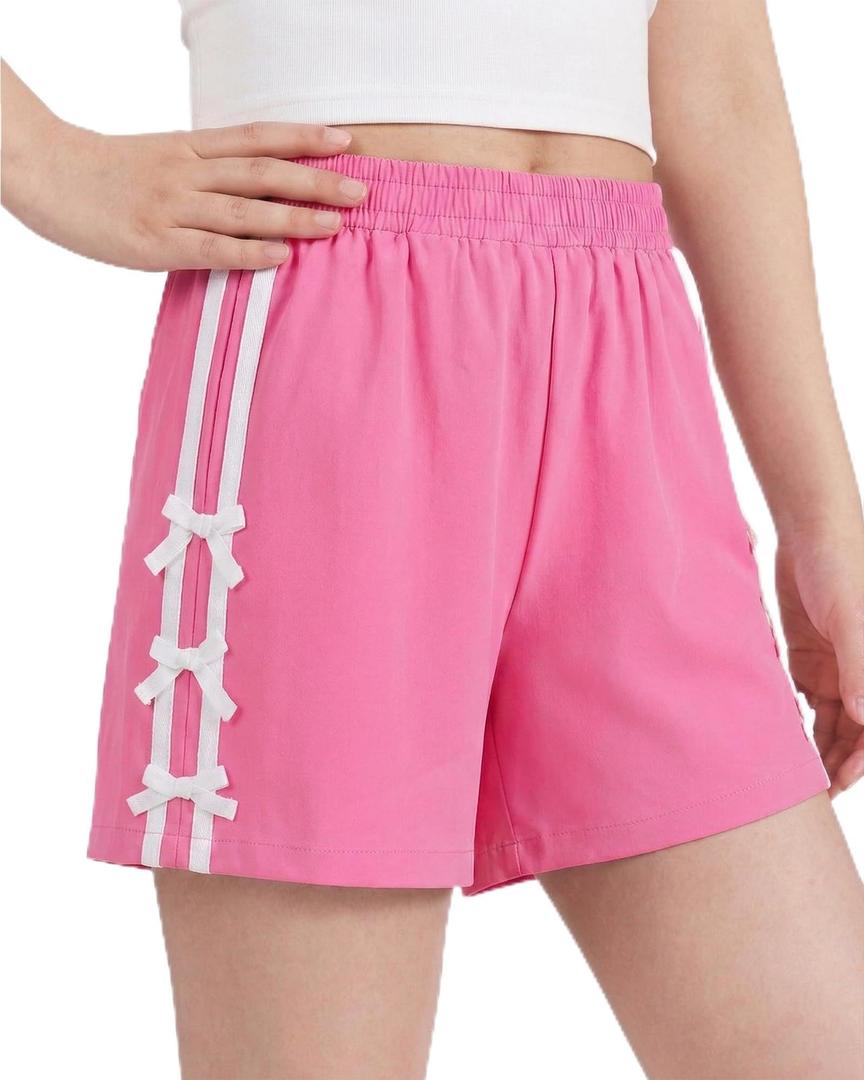 Girls Biker Butterfly Shorts Size 11-12 Active Athletic Teen Girl Bow Rose Red Shorts Cute Casual Girl Summer Clothes (Pink)