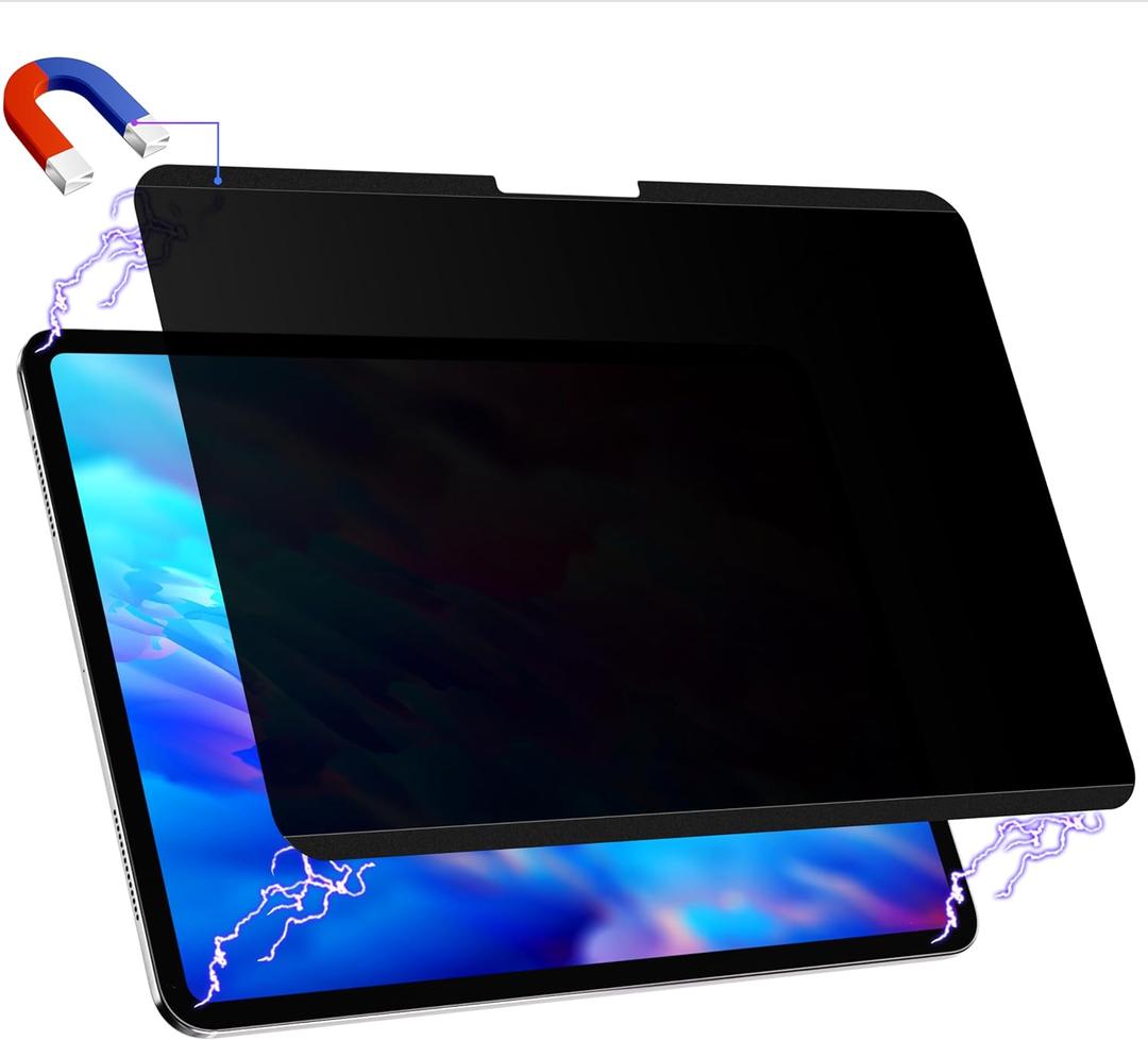 Magnetic Privacy Screen Protector for iPad Air 11 Inch 2024/2025 (M2/M3, 6th/7th Gen), Removable Anti Blue Light Glare Spy Private Filter, High Sensitive Bubble-Free Black Security Screen