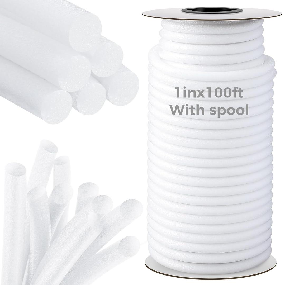 MotiMind 1 Inch x 100 ft Foam Backer Rod for Gaps Joints Concrete Crack Filler Caulk Saver Bulk Foam Backing Rod Concrete Filler Rope for Weather Stripping Door Seal (White)