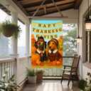 IVN Happy Thanksgiving Dogs Garden Flag 12x18 Inch Double Sided Autumn Harvest Pumpkin Outdoor Yard Flag for Home Front Door Lawn Porch Patio Decor