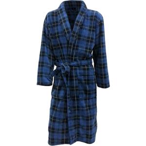 John Christian Men's Fleece Robe Blue Tartan (Large)