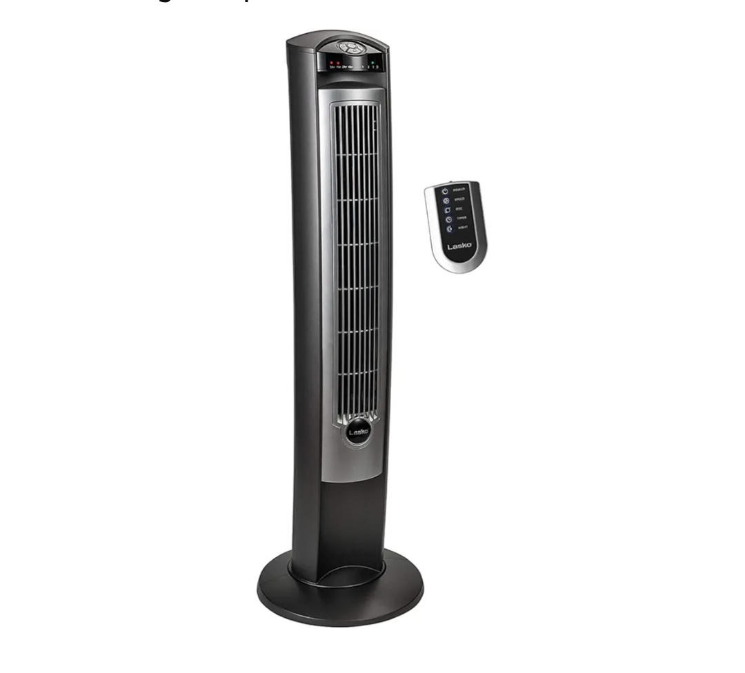 Lasko Oscillating Tower Fan with Remote, Quiet Floor Fans for Bedroom, 42", Silver T42951 Lasko Oscillating Tower Fan with Remote, Quiet Floor Fans for Bedroom, 42", Silver T42951