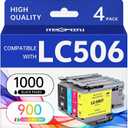 MEGAIN LC506 Ink Cartridges 4 Pack Replacement for Brother LC506 LC506XL LC506XXL LC 506 Ink Cartridges with Brother INKvestment 4355, 4555, 4557 Printers (Black, Cyan, Magenta, Yellow)