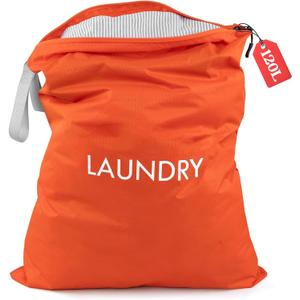 WiseBoy Laundry Bag, 23.6x35 inch Oversized Laundry Bags, Travel Laundry Bag Dirty Clothes Organizer, Nylon Wet Dry Storage Bag for College Dorm, Camping, Caravan, Orange