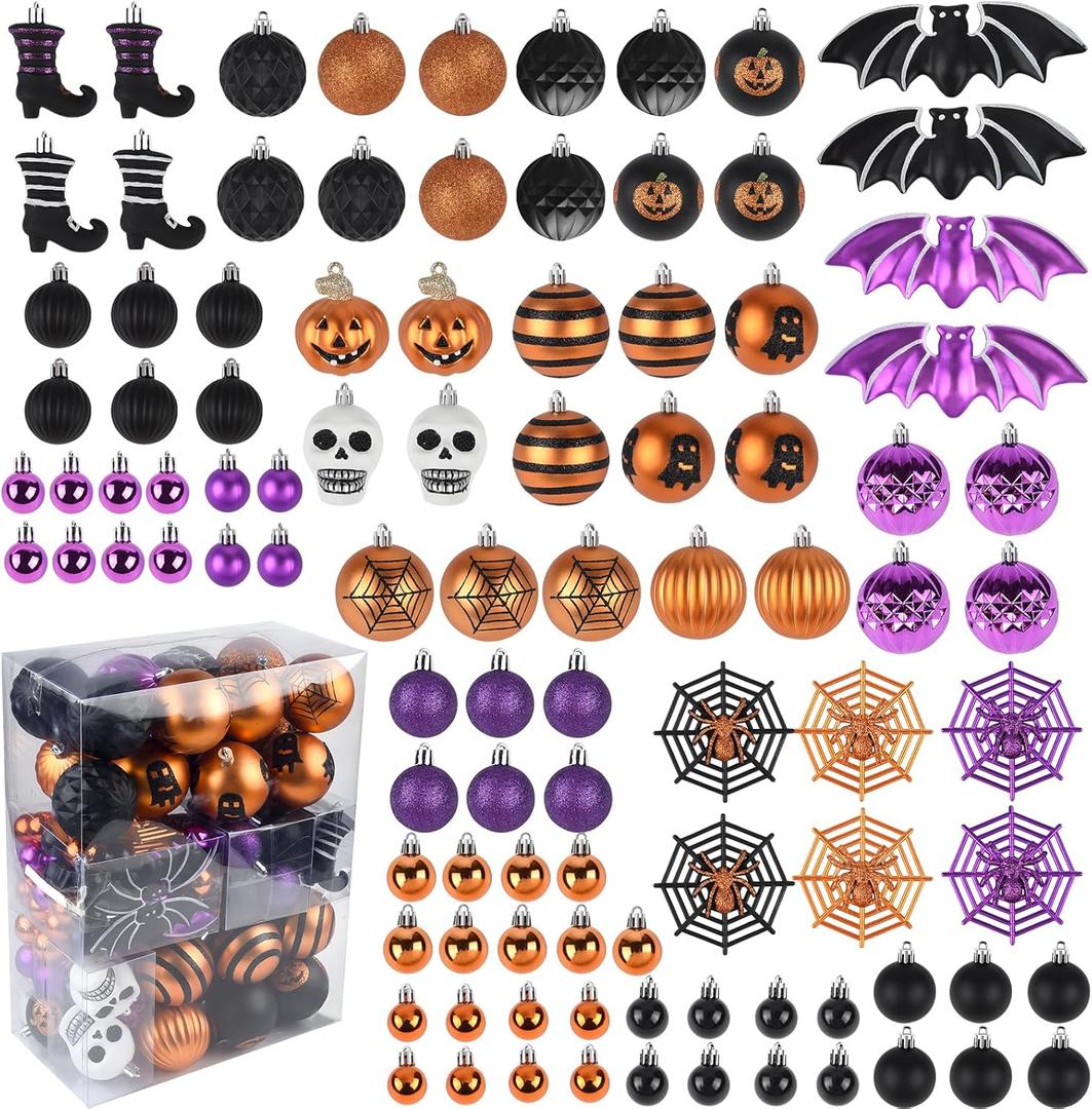 100Pcs Halloween Hanging Ball Ornaments, Ornaments Tree Decorations, Shatterproof Plastic Balls for Cute Holiday Party Indoor Home Decor (100Pcs) (100pack)